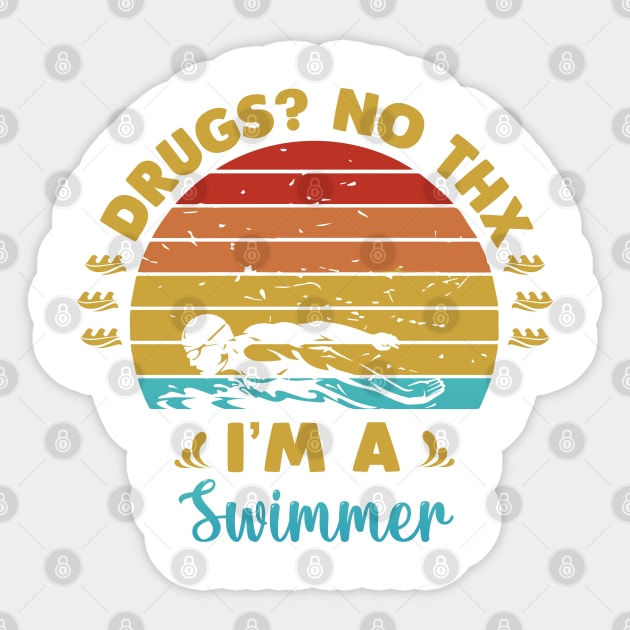 Drugs No thanks Im a swimmer Sticker by Swimarts